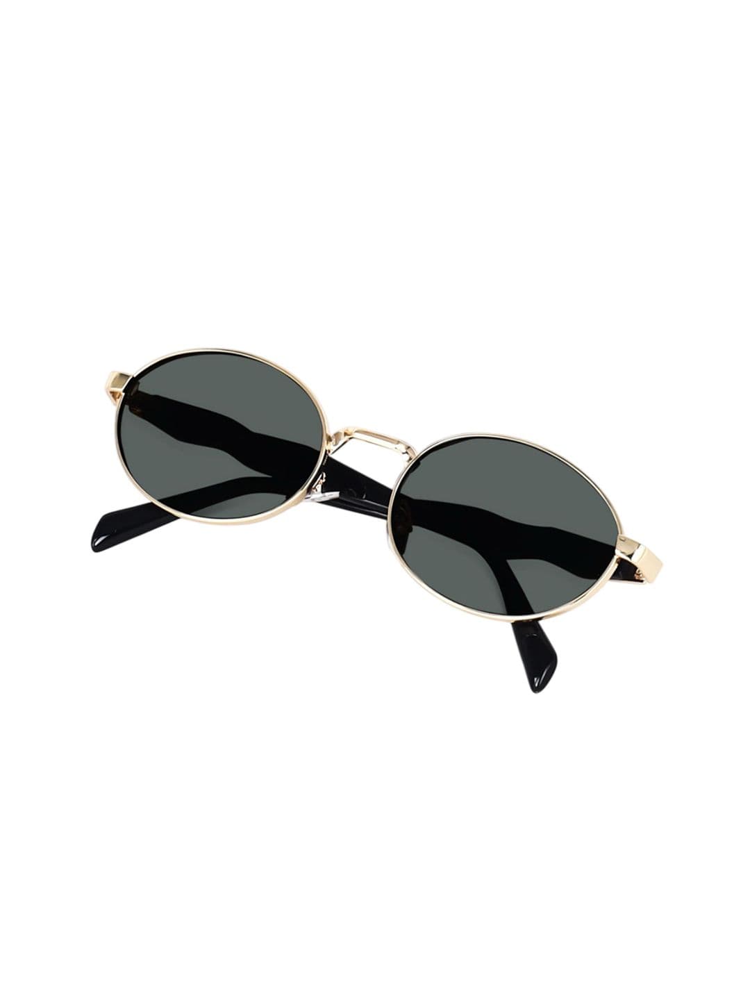 FUNGLASSES Unisex Oval Sunglasses with UV Protected Lens PUSHPA RAJ V GOLD BLACK