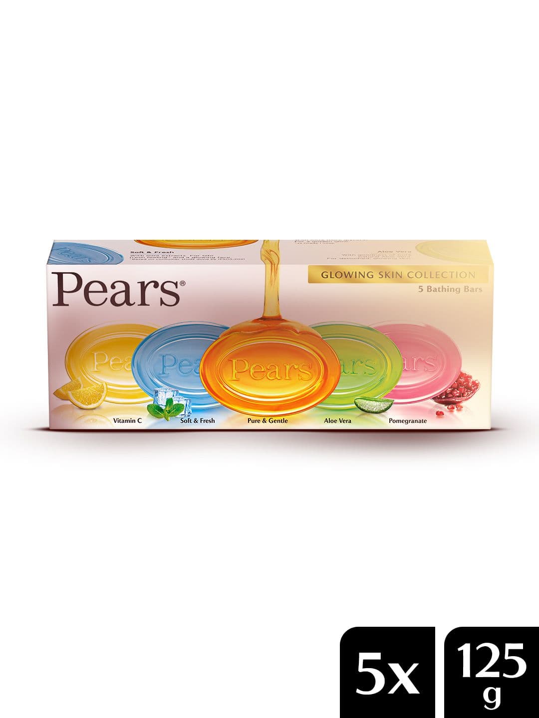 Pears Set of 5 Glowing Skin Collection Glycerin Bathing Bars - 625g