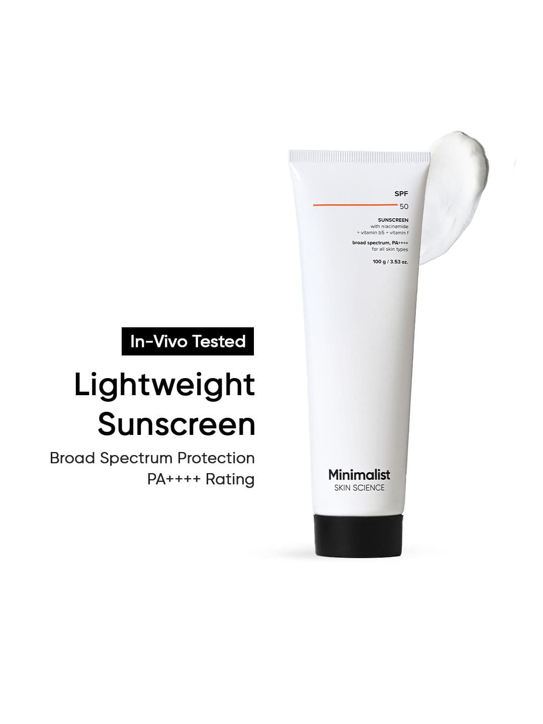 Minimalist Broad Spectrum SPF50 PA++++ Sunscreen with Niacinamide & Vitamin B5 - 100 g