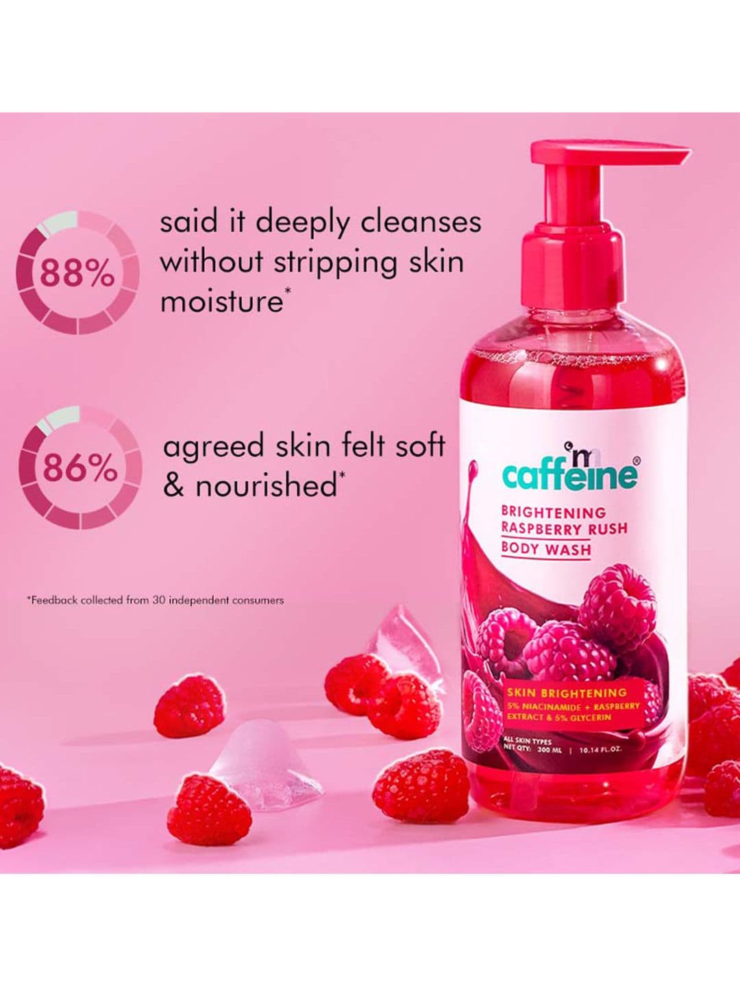 MCaffeine Brightening 5% Niacinamide & Raspberry Body Wash 300ml