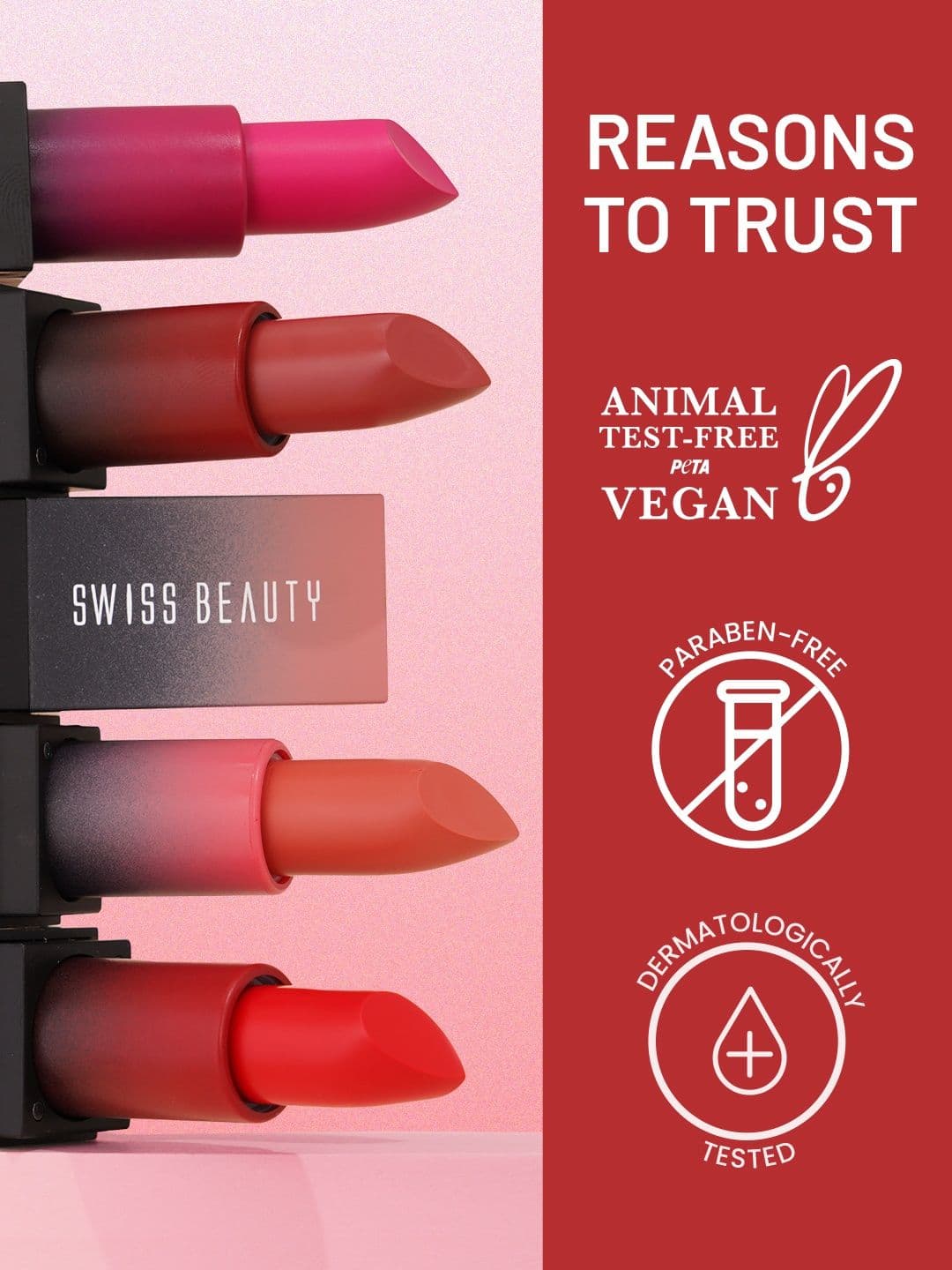 SWISS BEAUTY Long-Lasting High Colour Pay Off HD Matte Lipstick - Bare Blush