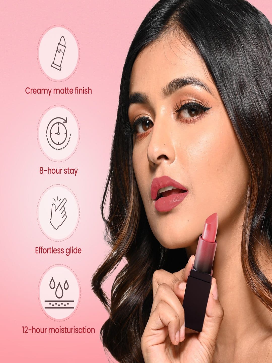 SWISS BEAUTY Long-Lasting High Colour Pay Off HD Matte Lipstick - Fiery Peach