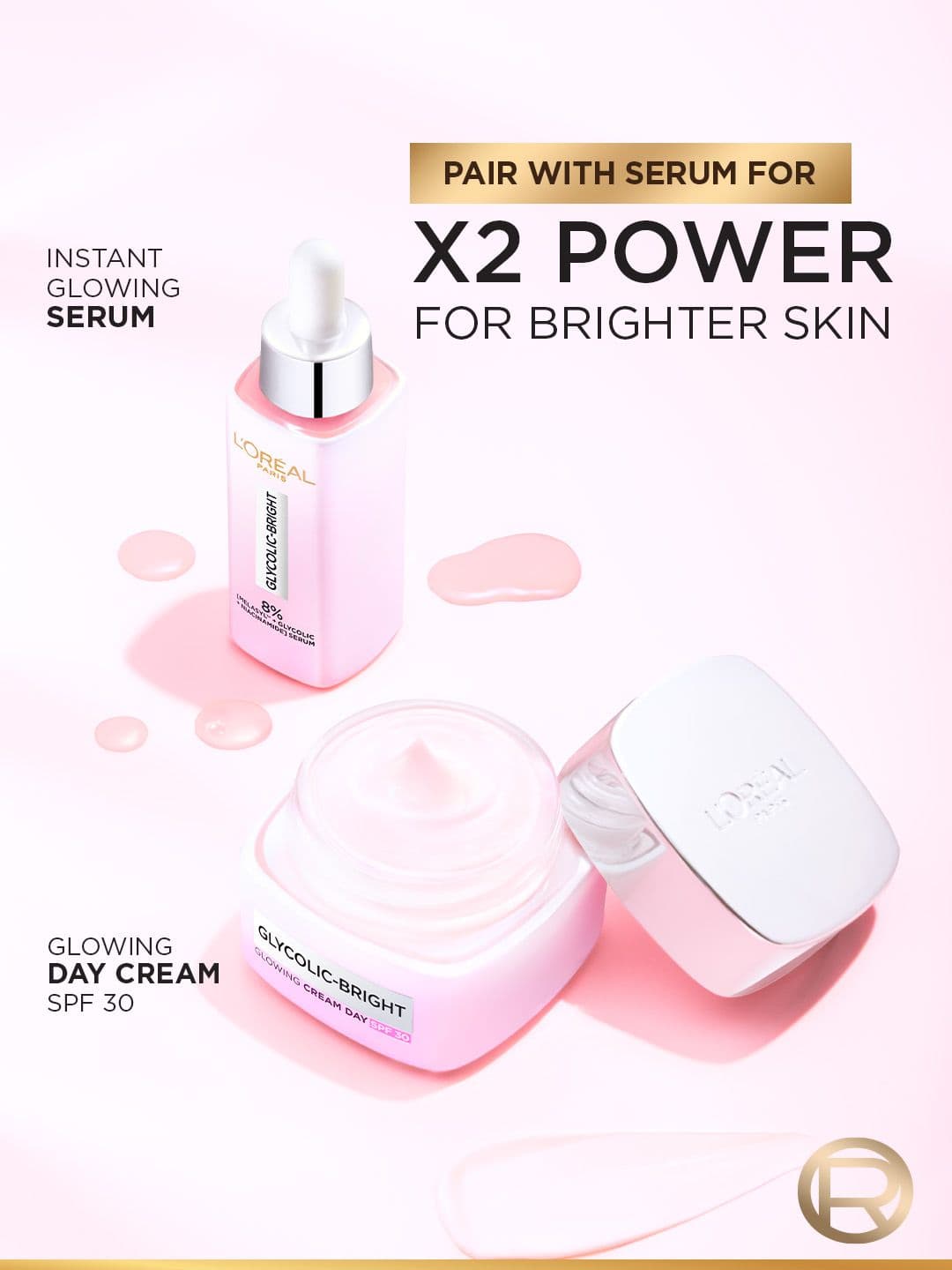 LOreal Paris Glycolic Bright Day Cream SPF 30 Brightens Skin & Reduces Dark Spots - 15ml