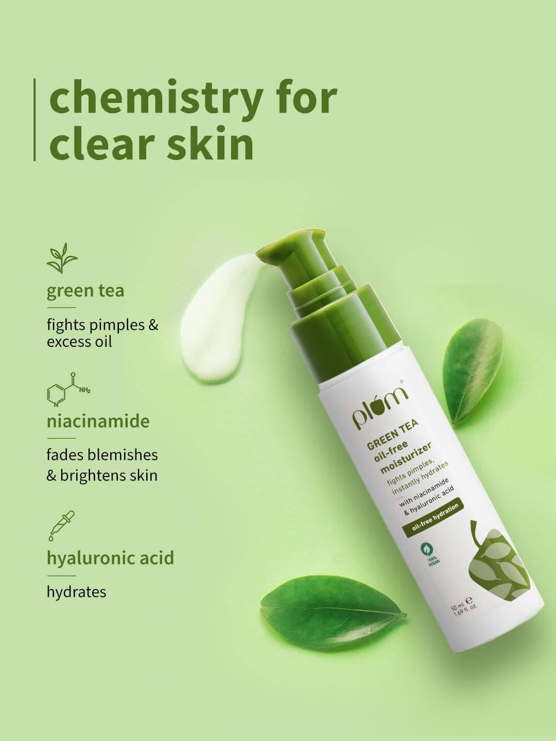 Plum Green Tea Oil-Free Moisturizer With Niacinamide & Hyaluronic For Hydration - 50ml