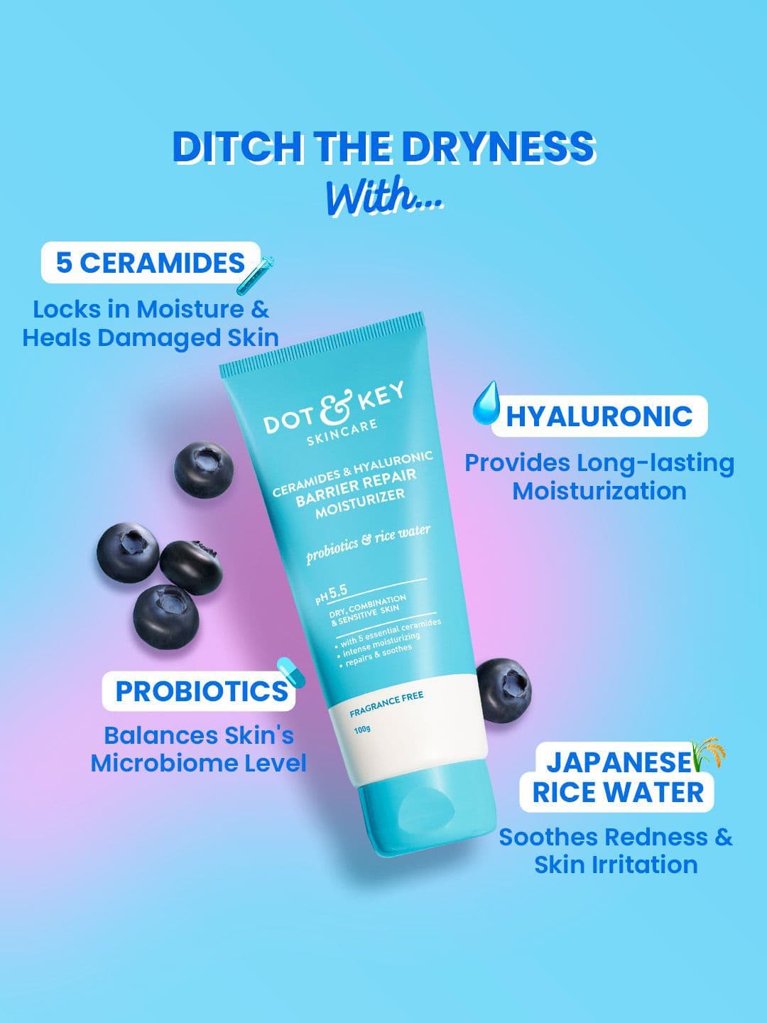 DOT & KEY Ceramides & Hyaluronic Barrier Repair Moisturizer - 50 g