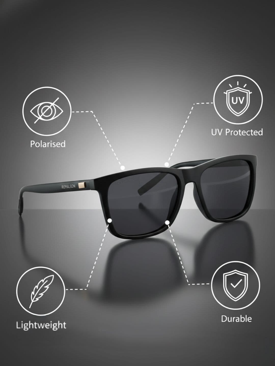 ROYAL SON Men UV Protected HD Polarized Square Sunglasses CHI0086