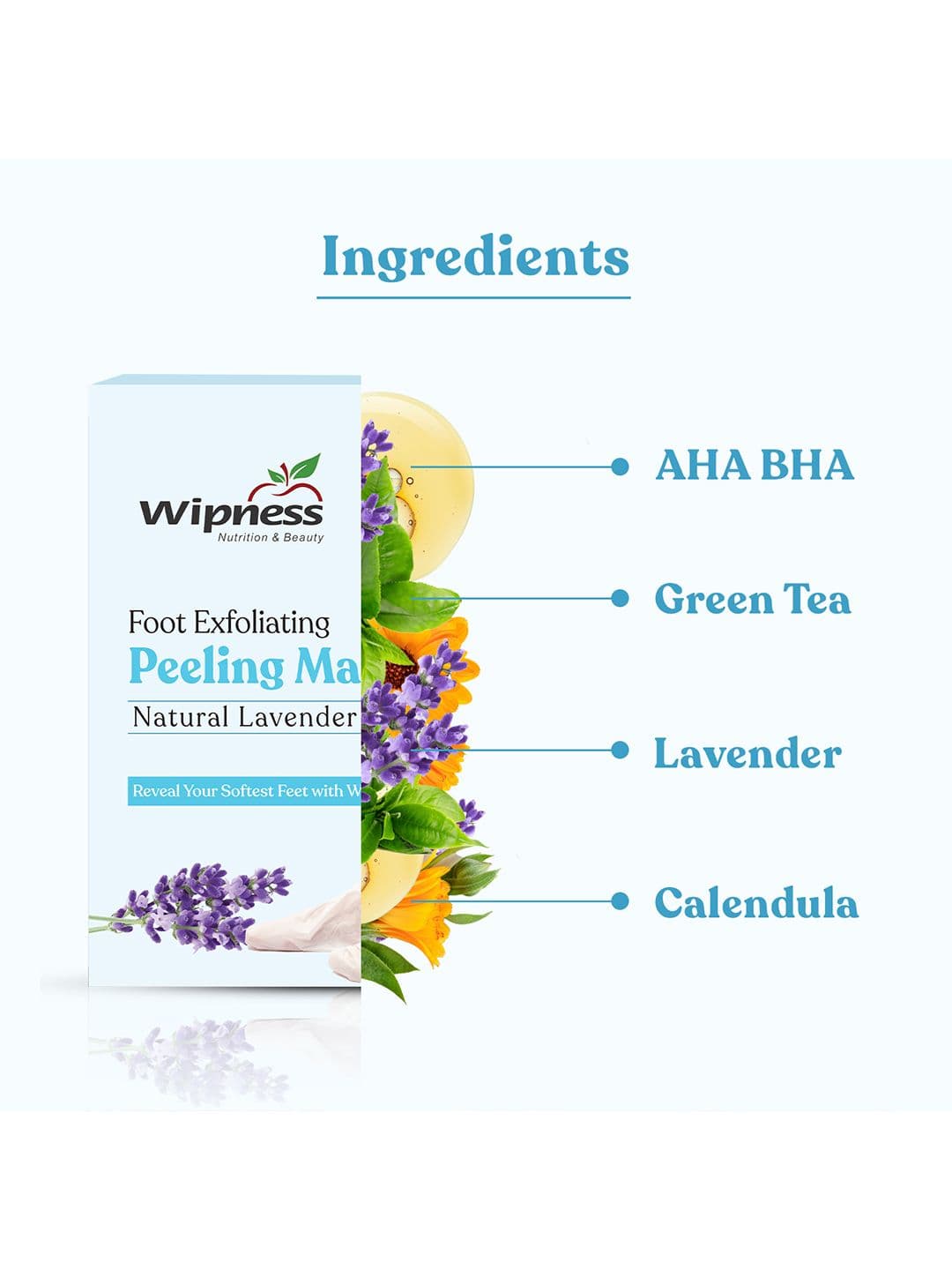 Wipness Natural Foot Exfoliating Peeling Mask - 2 Pairs