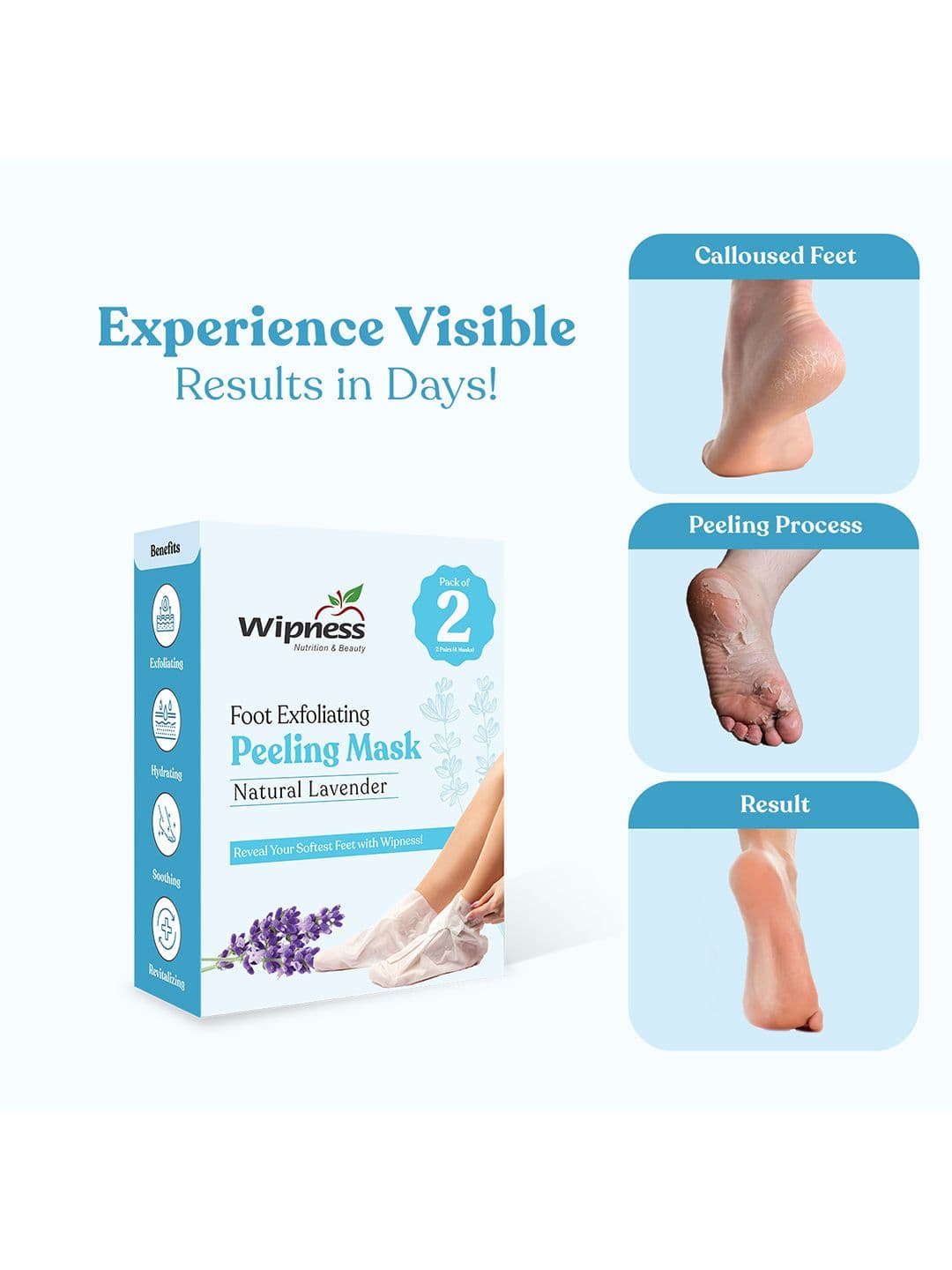 Wipness Natural Foot Exfoliating Peeling Mask - 2 Pairs