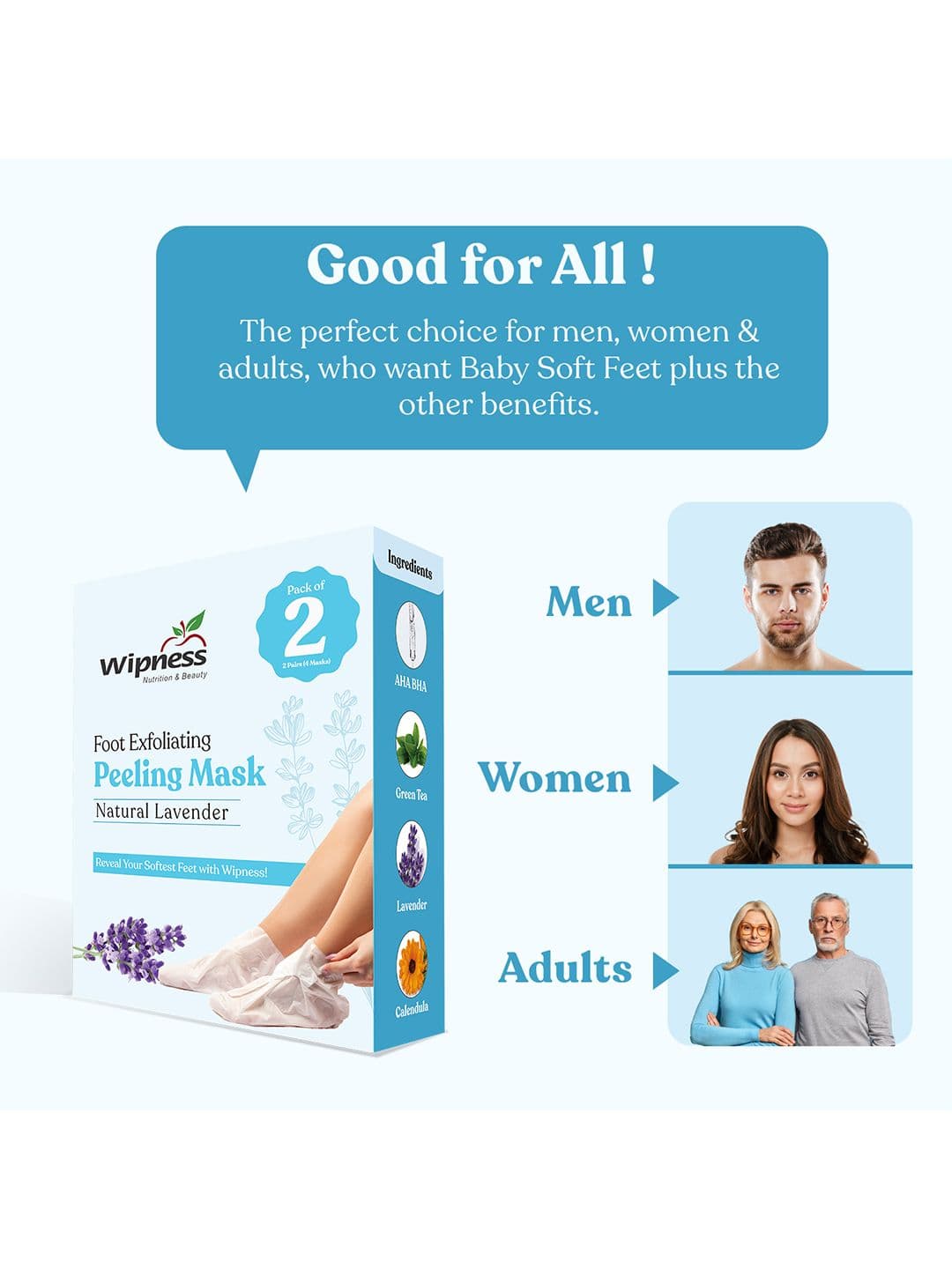 Wipness Natural Foot Exfoliating Peeling Mask - 2 Pairs
