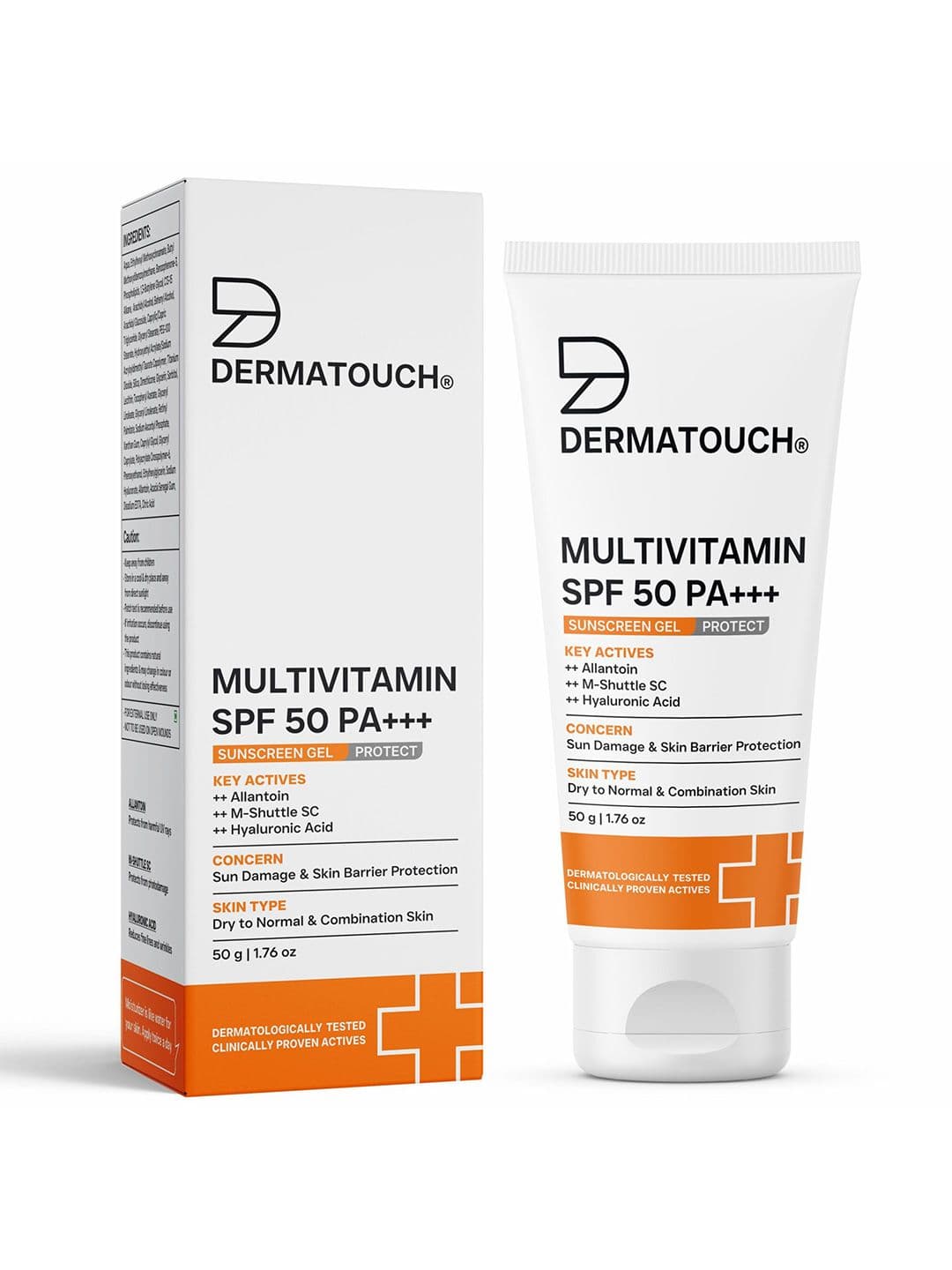 Dermatouch Multivitamin SPF 50 PA+++ Sunscreen Gel with Allantoin & Hyaluronic Acid - 50g