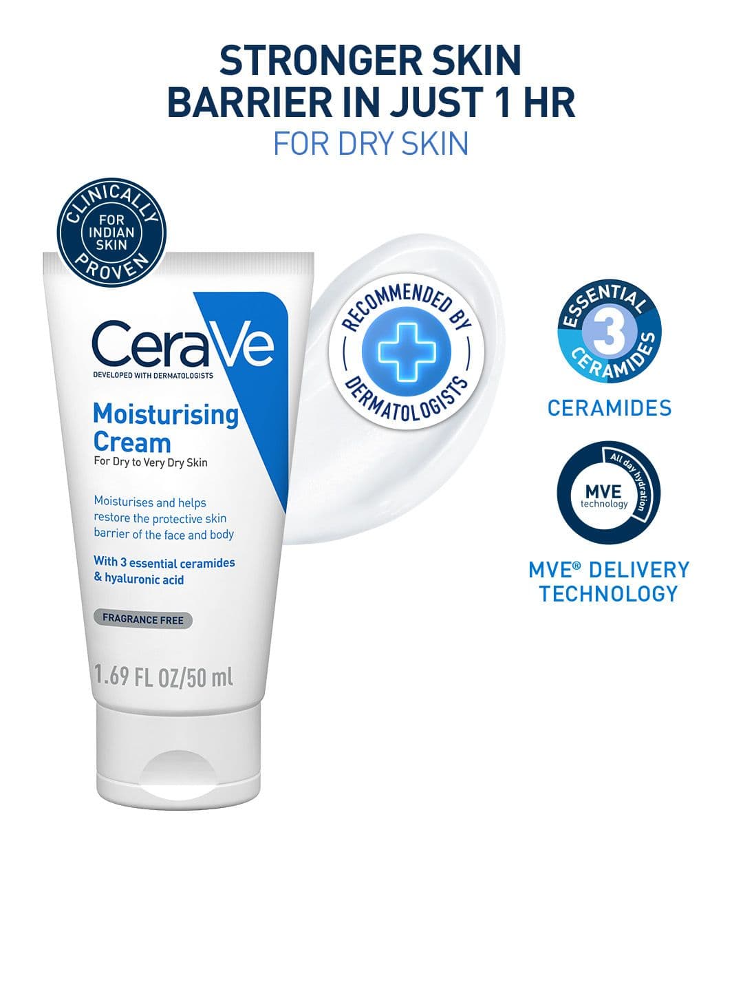 CeraVe Moisturizing Barrier Repair Cream with Ceramides & Hyaluronic Acid - 50ml
