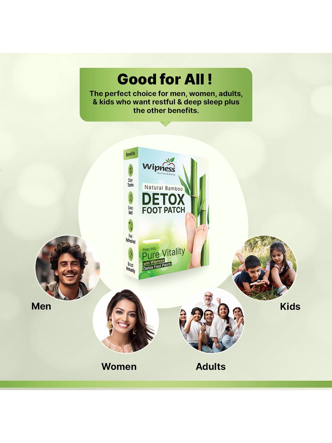 Wipness Natural Bamboo Detox Foot Patches - 10 Pcs