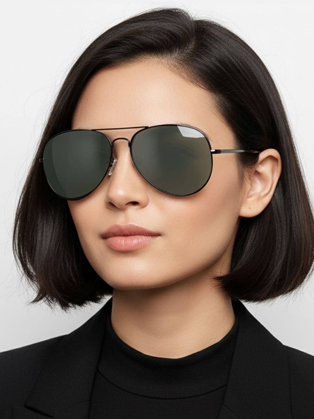 Vincent Chase by Lenskart Unisex Green Lens Steel-Toned Aviator Sunglasses