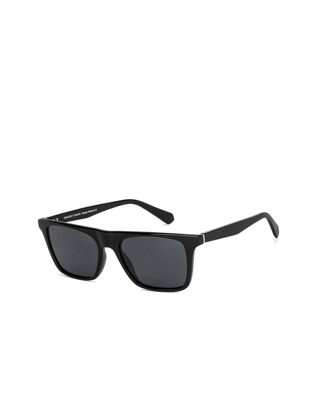 Vincent Chase by Lenskart Unisex Grey Lens & Black Sunglasses with Polarised and UV Protected Lens