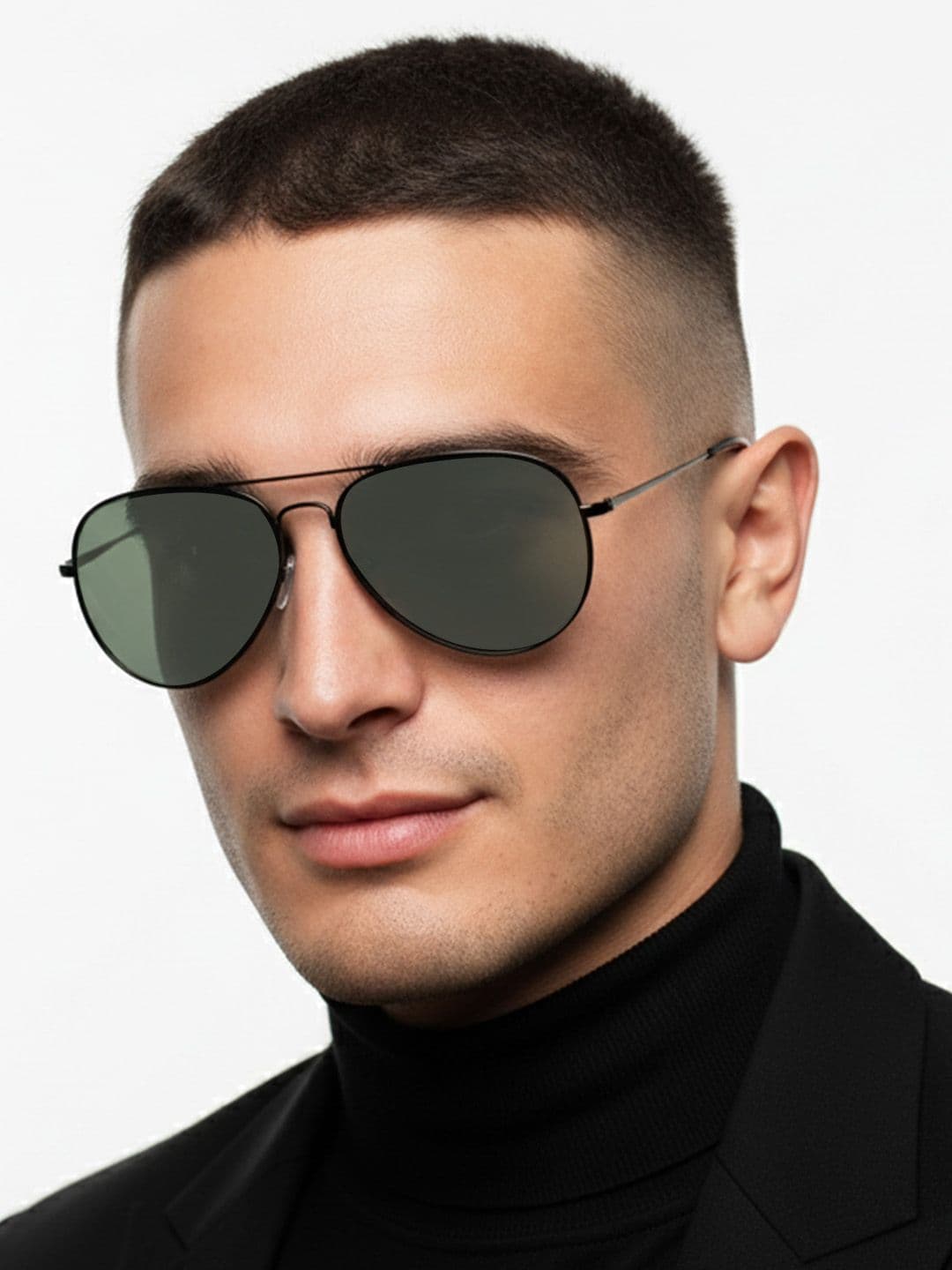 Vincent Chase by Lenskart Unisex Green Lens Steel-Toned Aviator Sunglasses