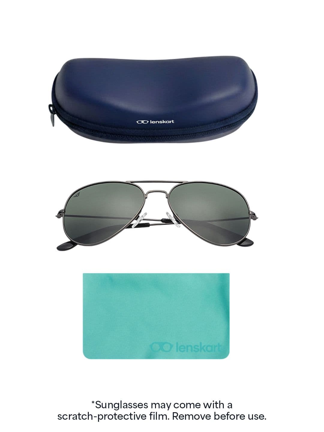 Vincent Chase by Lenskart Unisex Green Lens Steel-Toned Aviator Sunglasses