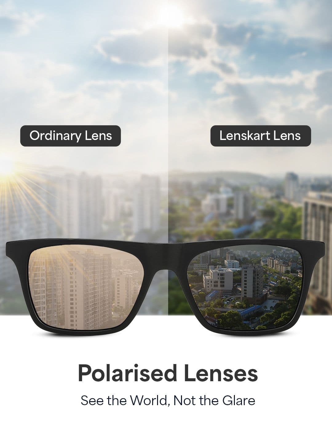 Vincent Chase by Lenskart Unisex Grey Lens & Black Sunglasses with Polarised and UV Protected Lens