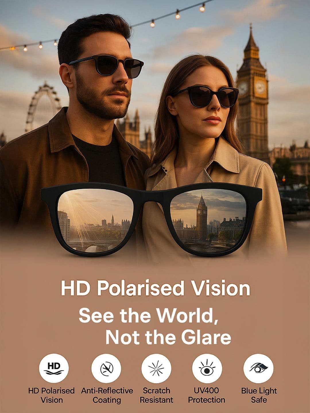 Carlton London Premium Oversized Sunglasses With Polarised & UV Protected Lens CLSW166