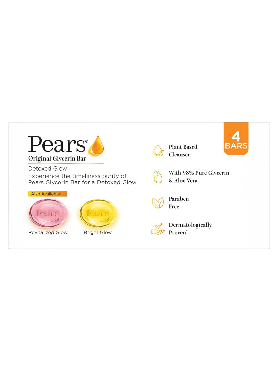 Pears Natural Set of 4 Aloe Vera Detoxifying Bathing Soap Bar - 125 g Each