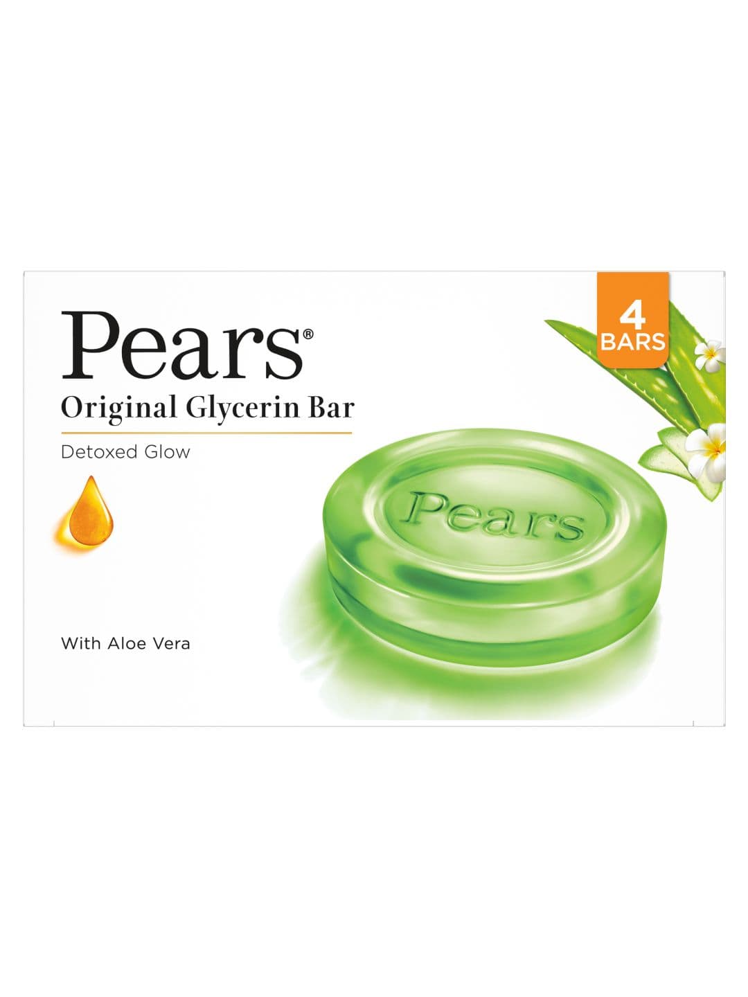 Pears Natural Set of 4 Aloe Vera Detoxifying Bathing Soap Bar - 125 g Each