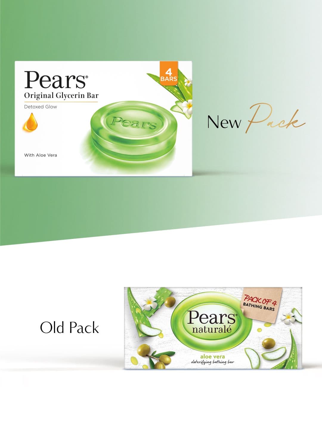 Pears Natural Set of 4 Aloe Vera Detoxifying Bathing Soap Bar - 125 g Each