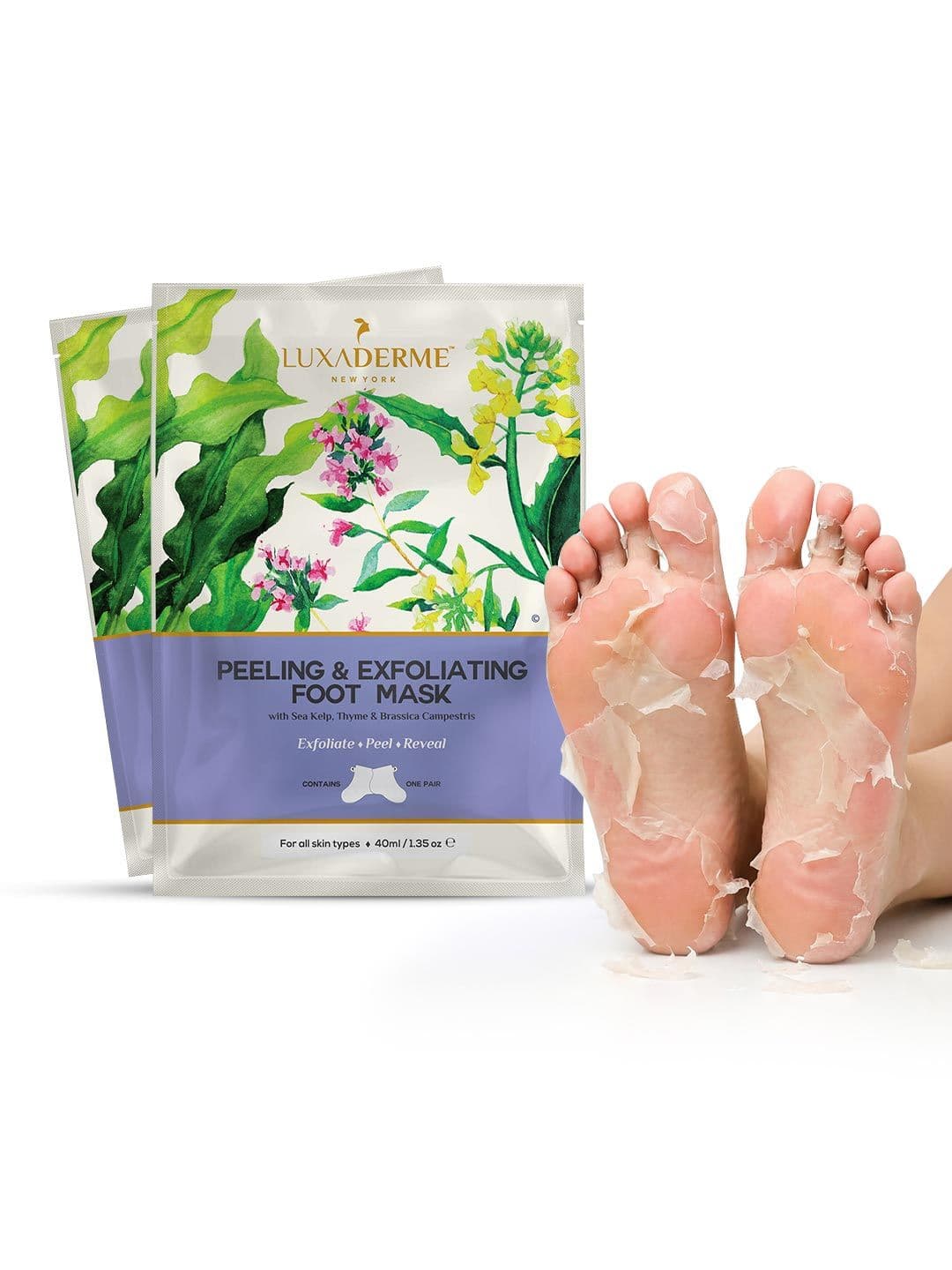 LuxaDerme Set Of 2 Peeling & Exfoliating Foot Mask - 40ml Each