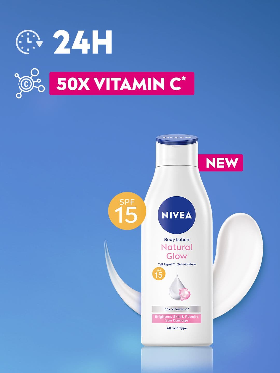 Nivea Body Lotion SPF 15 Natural Glow Cell Repair 50x Vitamin C - 200 ml