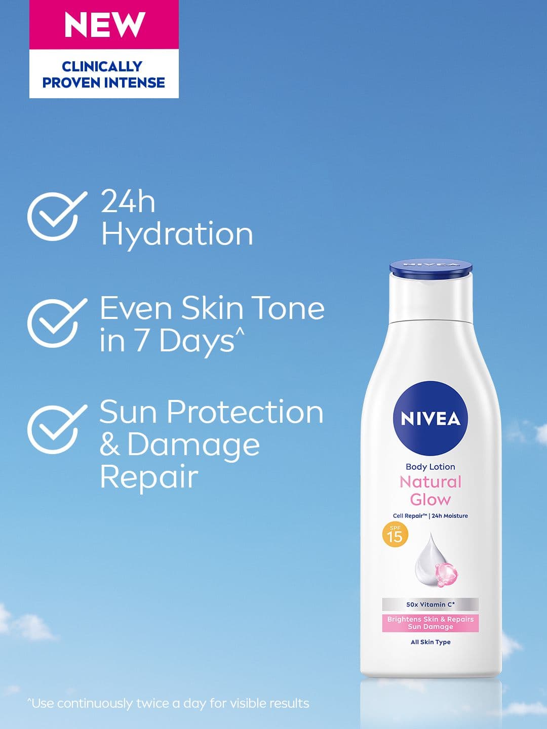 Nivea Body Lotion SPF 15 Natural Glow Cell Repair 50x Vitamin C - 200 ml