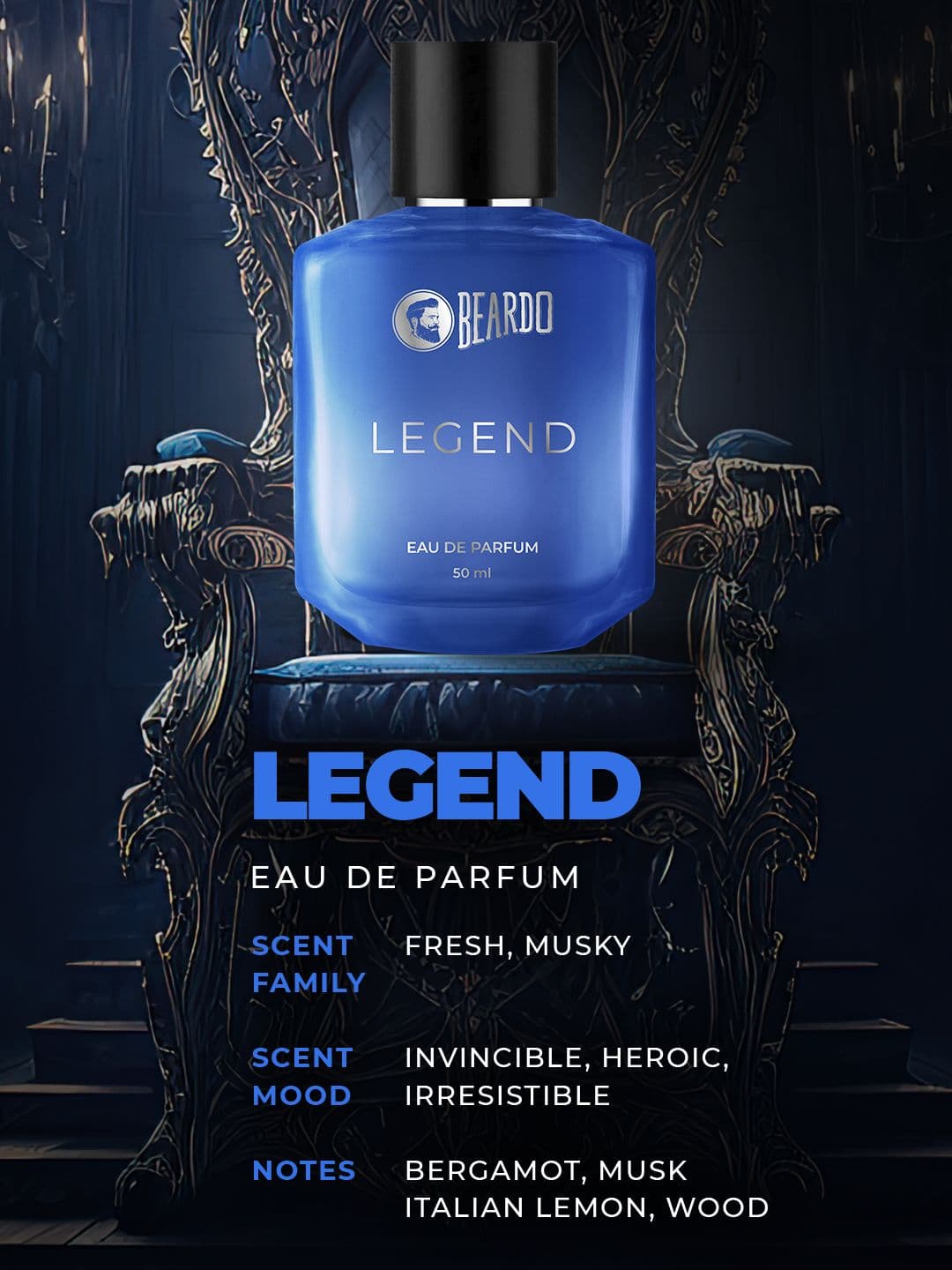 BEARDO Set of 3 Eau de Parfum - Whisky Smoke Single Malt + Don + Legend - 50ml each