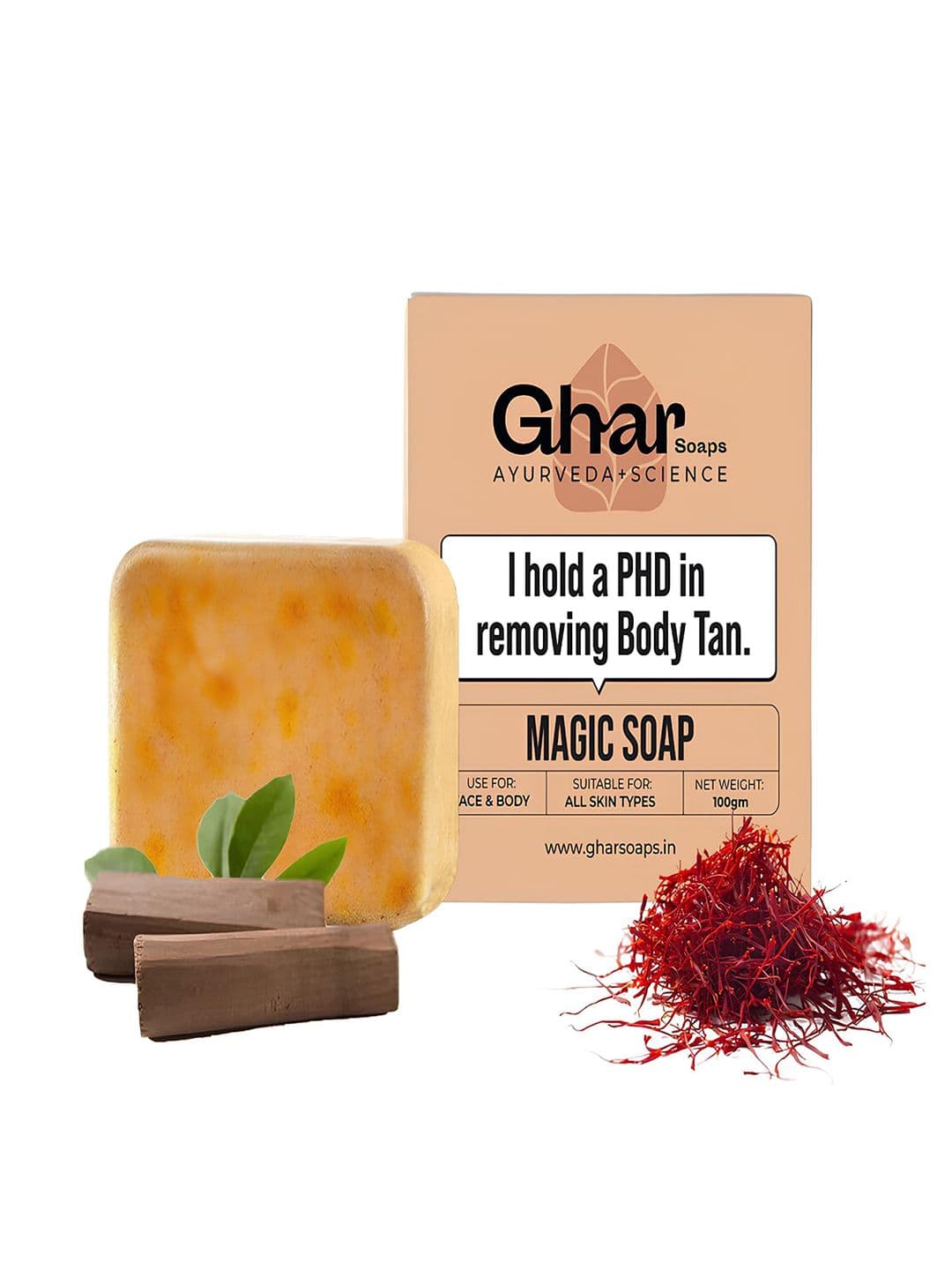 GHAR SOAPS Magic Soap DeTan And Brightening Soap With Saffron - 100 g
