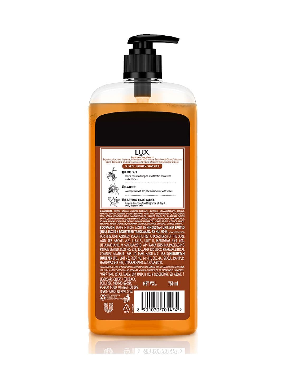 LUX Luxurious Sandalwood with Sandalwood Oil & Tuberose Scent - 750 ml