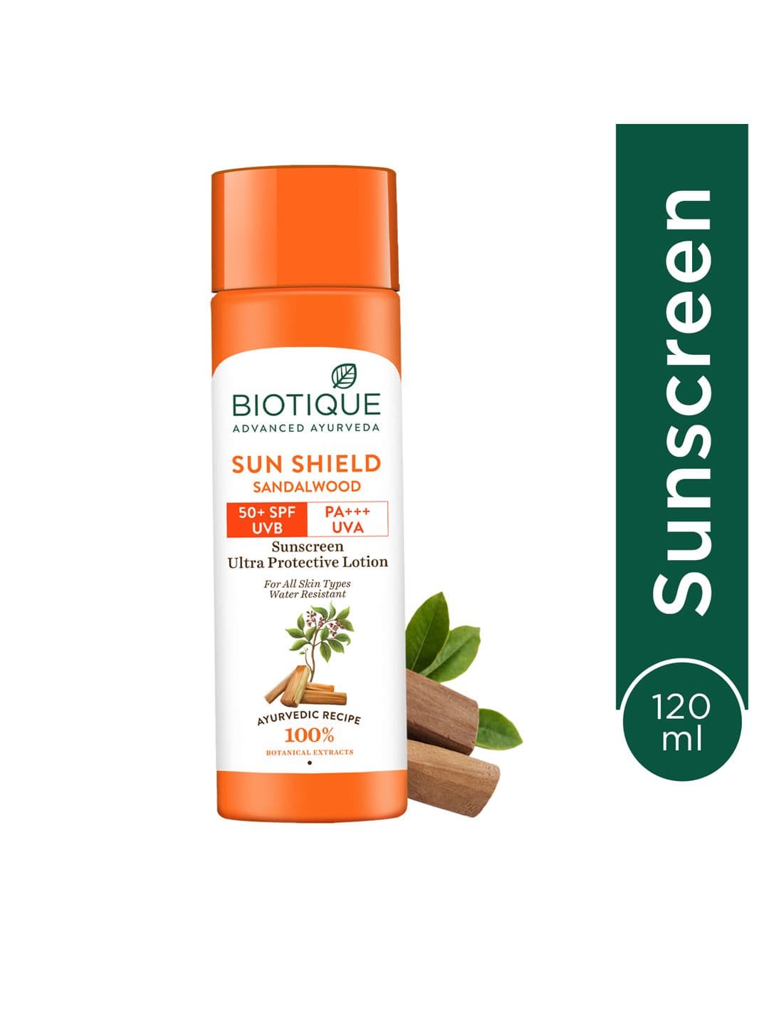 Biotique Sun Shield Sandalwood 50+SPF UVA UVB Sunscreen Ultra Protective Lotion - 120ml