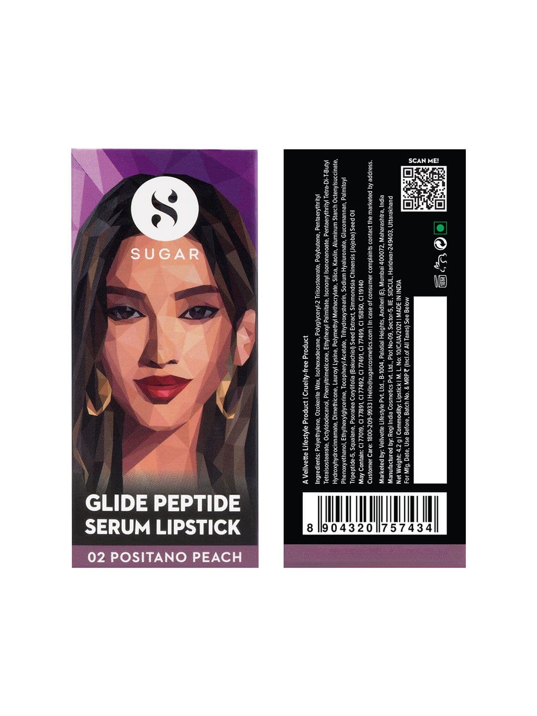 SUGAR Glide Peptide Velvety Matte Finish Serum Lipstick 4.2g - Positano Peach 02