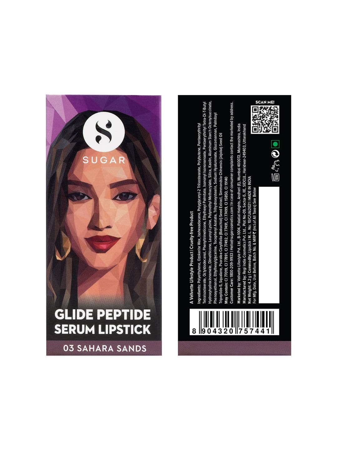 SUGAR Glide Peptide Velvety Matte Finish Serum Lipstick 4.2g - Sahara Sands 03