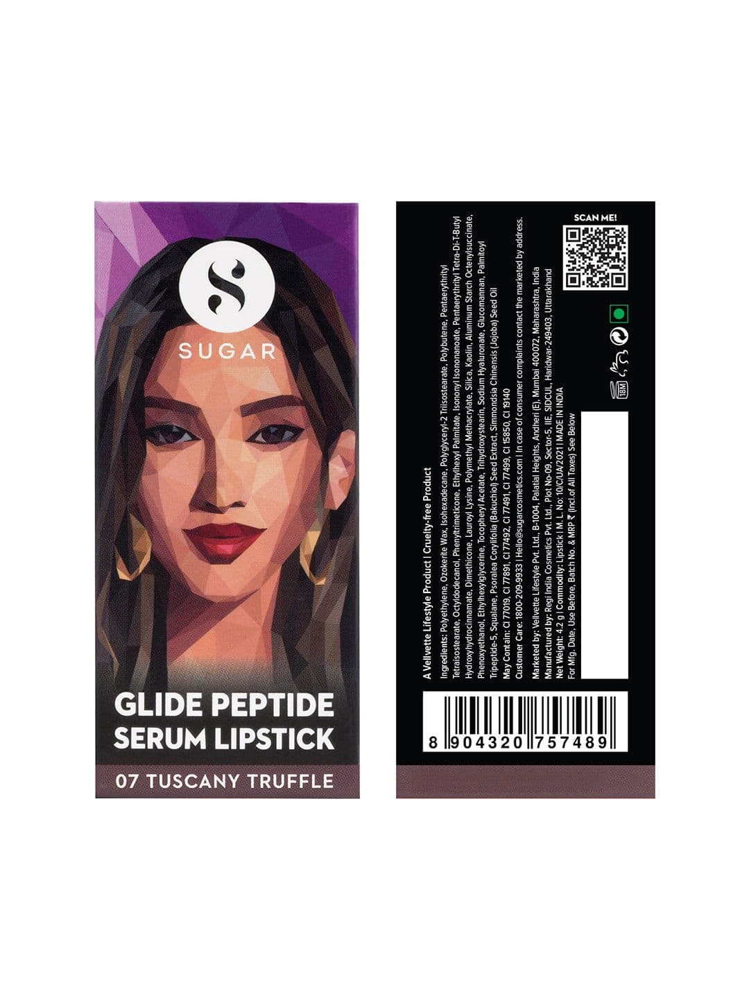 SUGAR Glide Peptide Velvety Matte Finish Serum Lipstick 4.2g - Tuscany Truffle 07