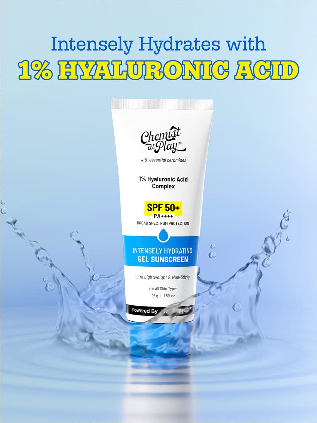 Chemist at Play Hydrating Gel Sunscreen With SPF 50+ PA++++ & 1% Hyaluronic Acid - 45 g