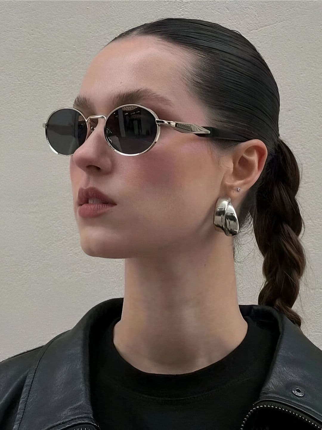 FUNGLASSES Unisex Oval with UV Protected Lens Sunglasses PUSHPA RAJ V SILVER BLACK