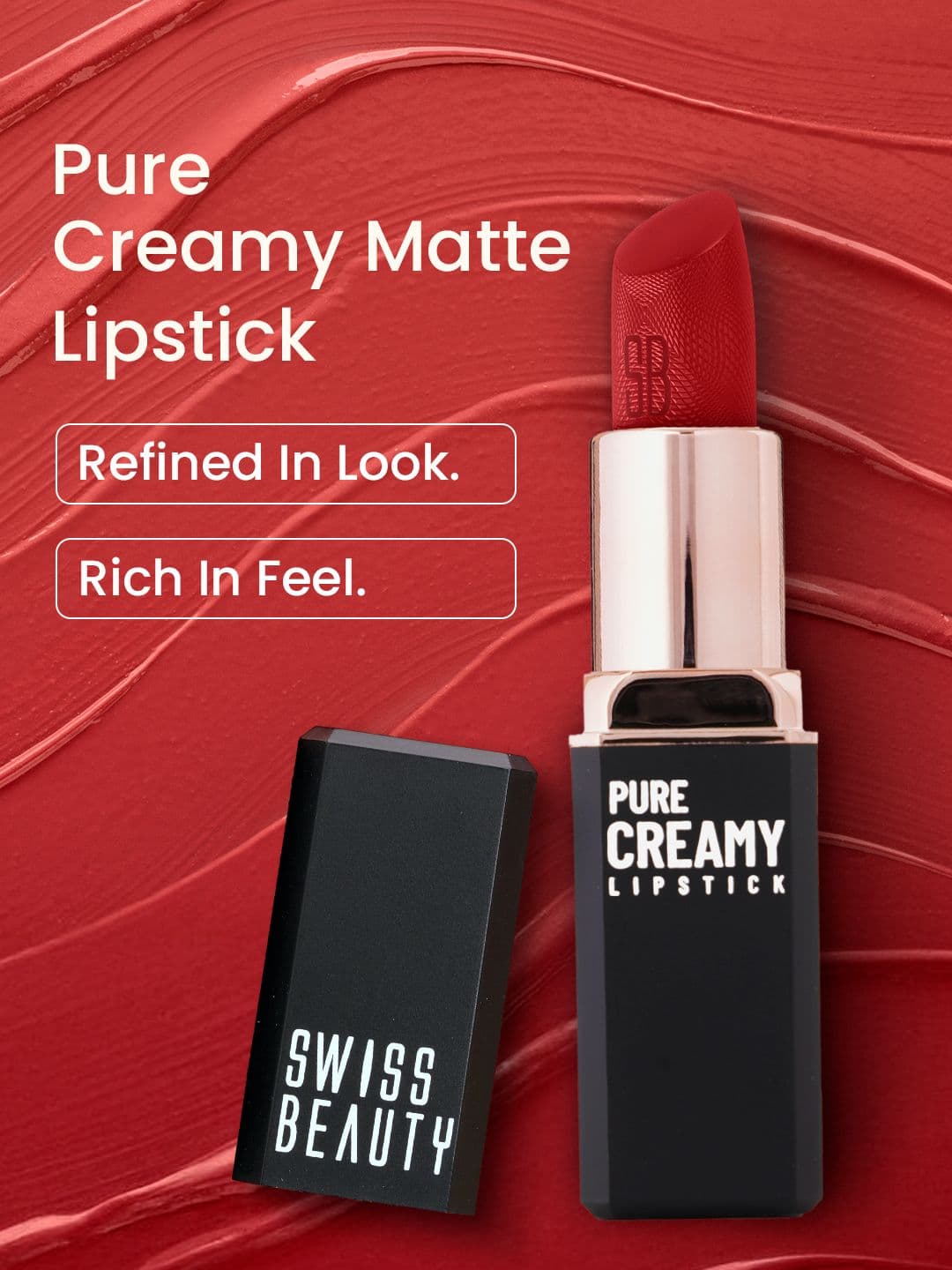 SWISS BEAUTY Pure Creamy Matte Lipstick with Vitamin E & Tea Tree Oil - Wild Pink 10