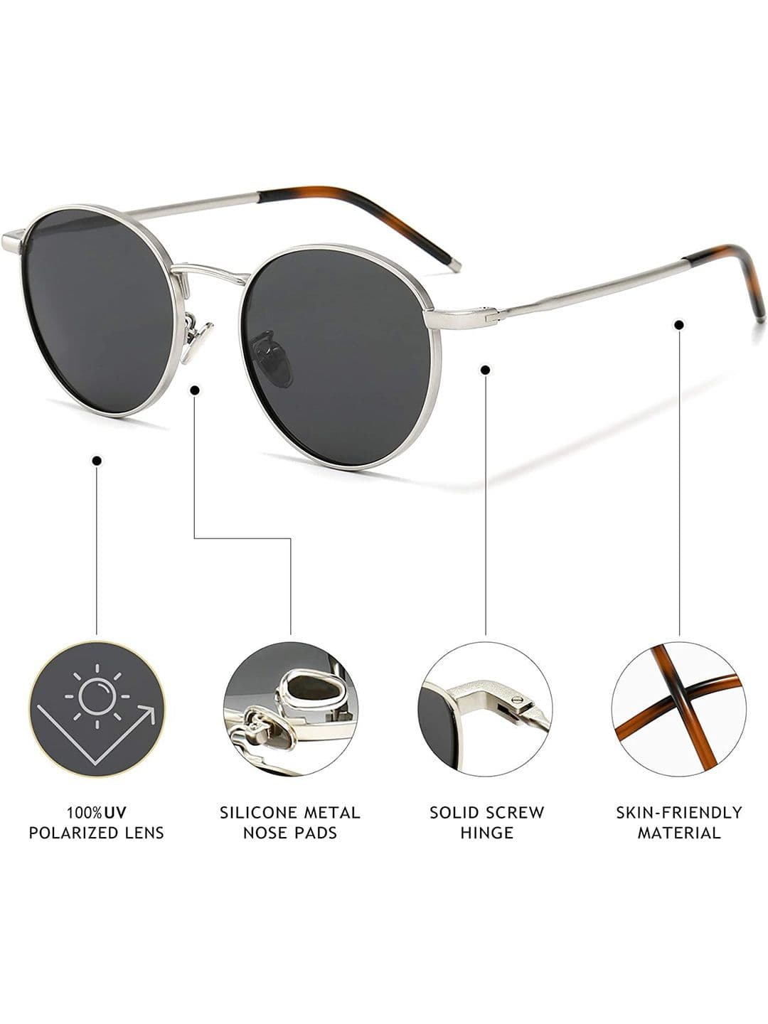 The Roadster Lifestyle Co. Unisex Round Sunglasses With UV Protected Lens RD 2339 silver