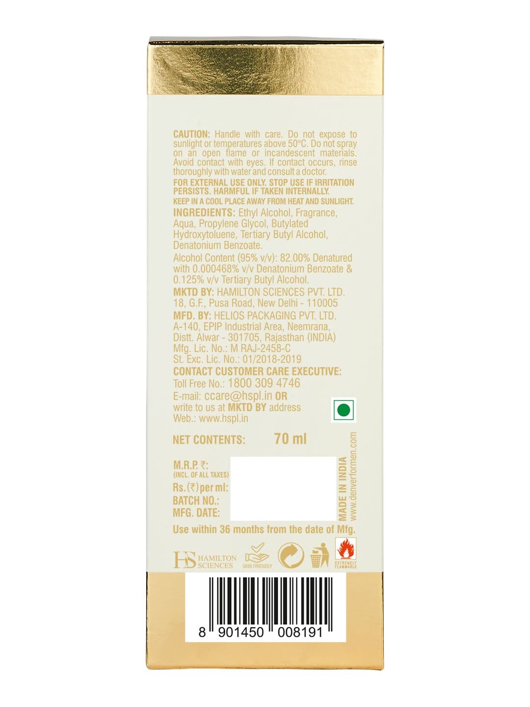 Denver Men Hamilton Imperial Eau De Parfum 70 ml