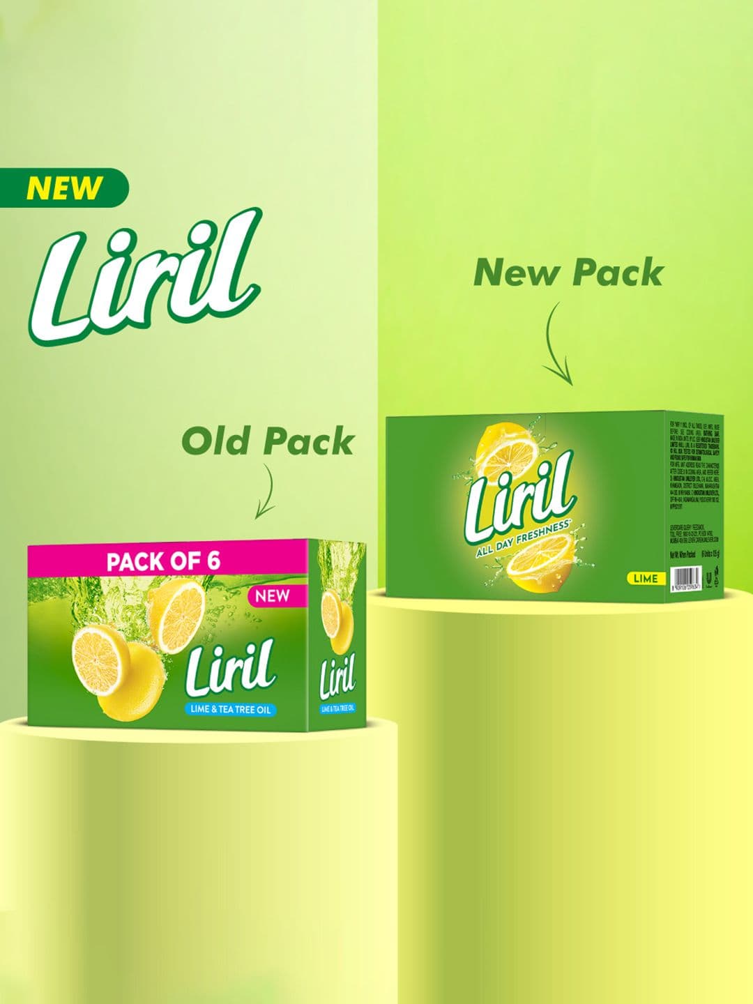 Liril Set of 6 Lime Bathing Bar to Feel the Citrus Burst of Freshness - 125 g each