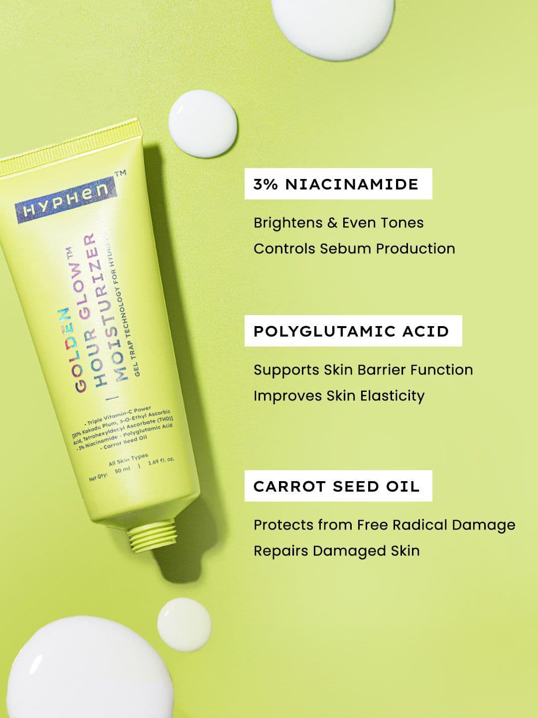 Hyphen Brightening Moisturizer THD- 20% Kakadu Plum, Stable Vit C For Dark Spots - 50ml