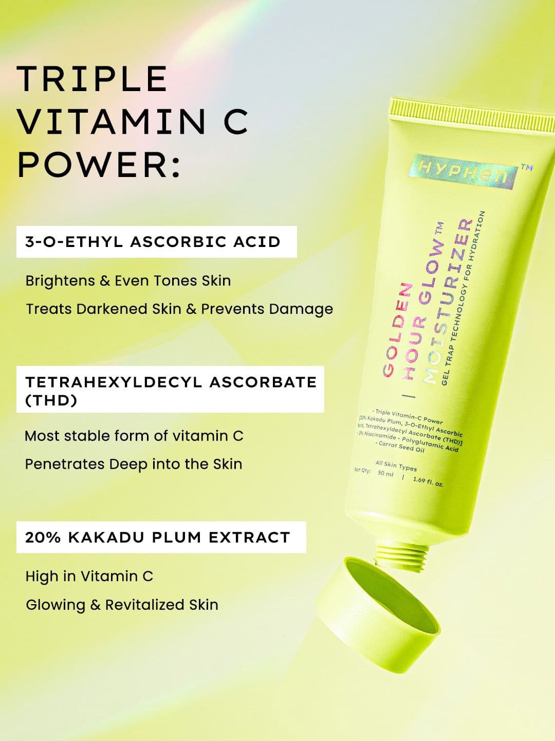 Hyphen Brightening Moisturizer THD- 20% Kakadu Plum, Stable Vit C For Dark Spots - 50ml