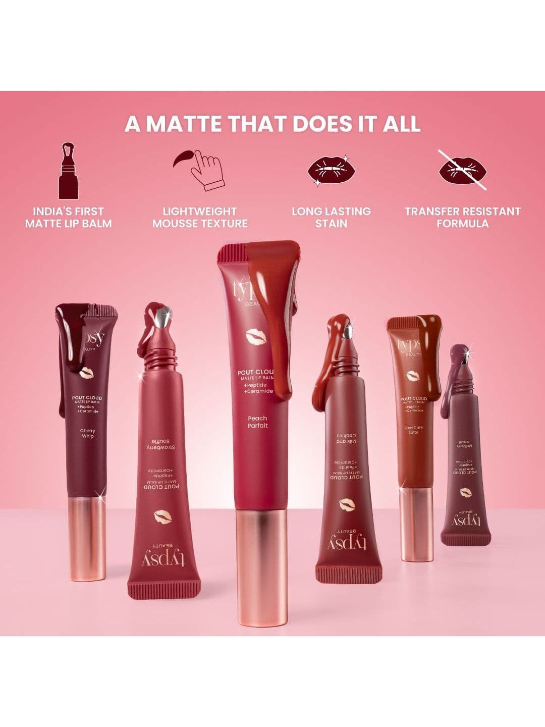 Typsy Beauty Pout Cloud Matte Lip Balm With Peptide & Ceramides - 8 g - Peach Parfait