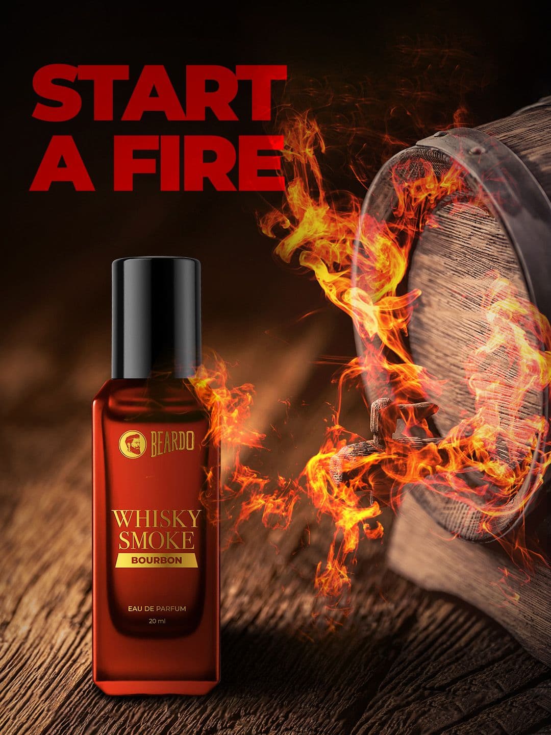 BEARDO Men Whisky Smoke Bourbon Long Lasting Eau De Parfum - 20 ml