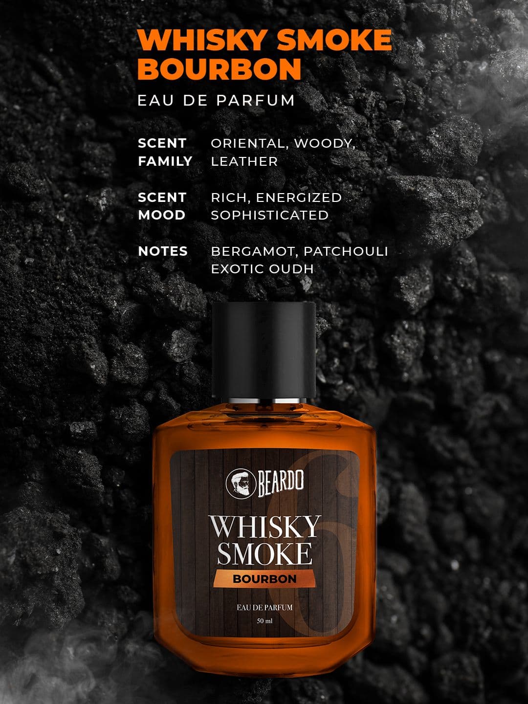 BEARDO Men Whisky Smoke Bourbon Long Lasting Eau De Parfum - 50 ml