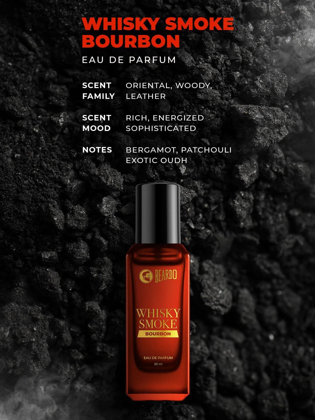 BEARDO Men Whisky Smoke Bourbon Long Lasting Eau De Parfum - 20 ml