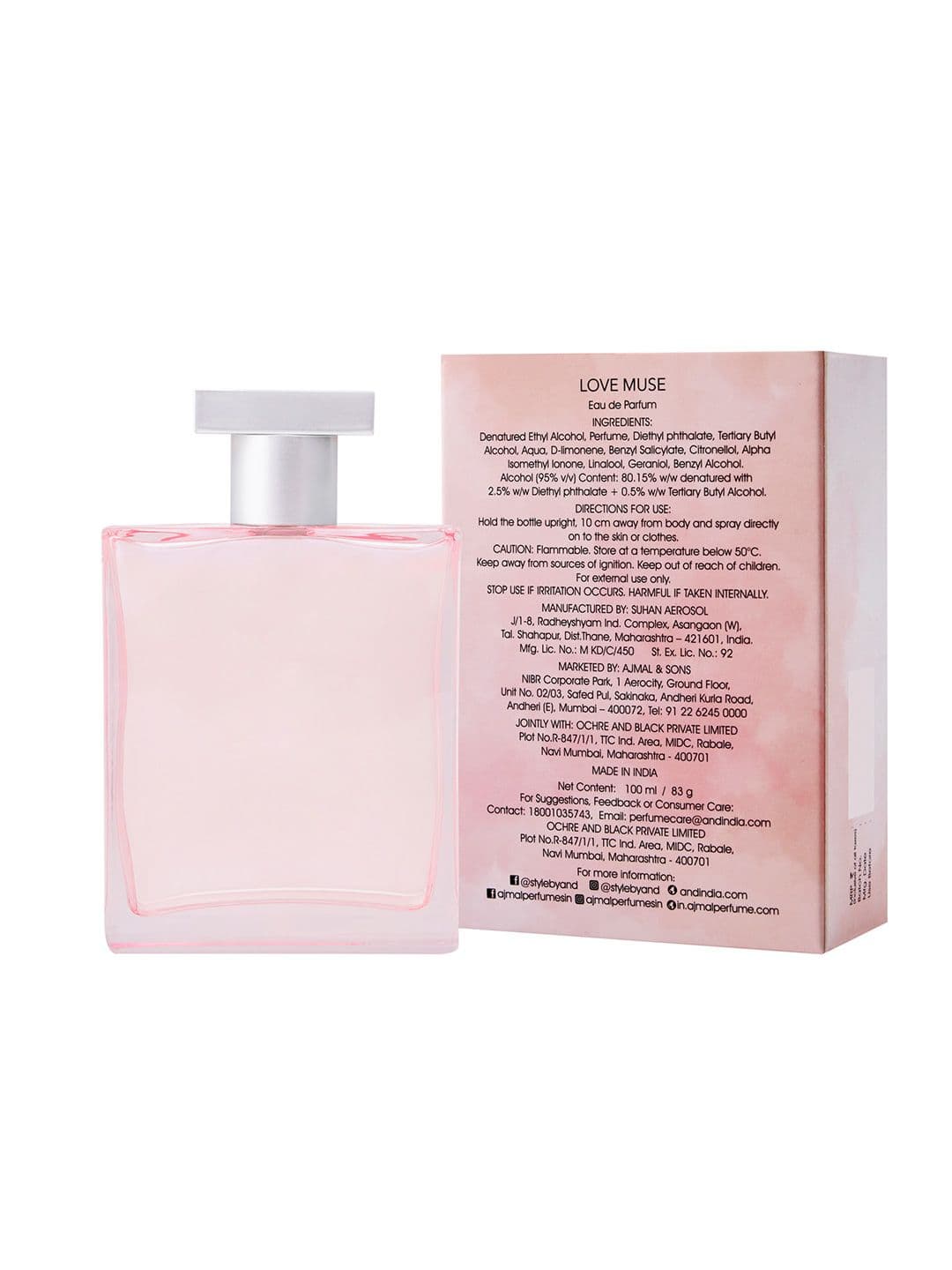Ajmal Love Muse Sweet Musk Women Romantic Scent Long Lasting EDP Perfume - 100ml