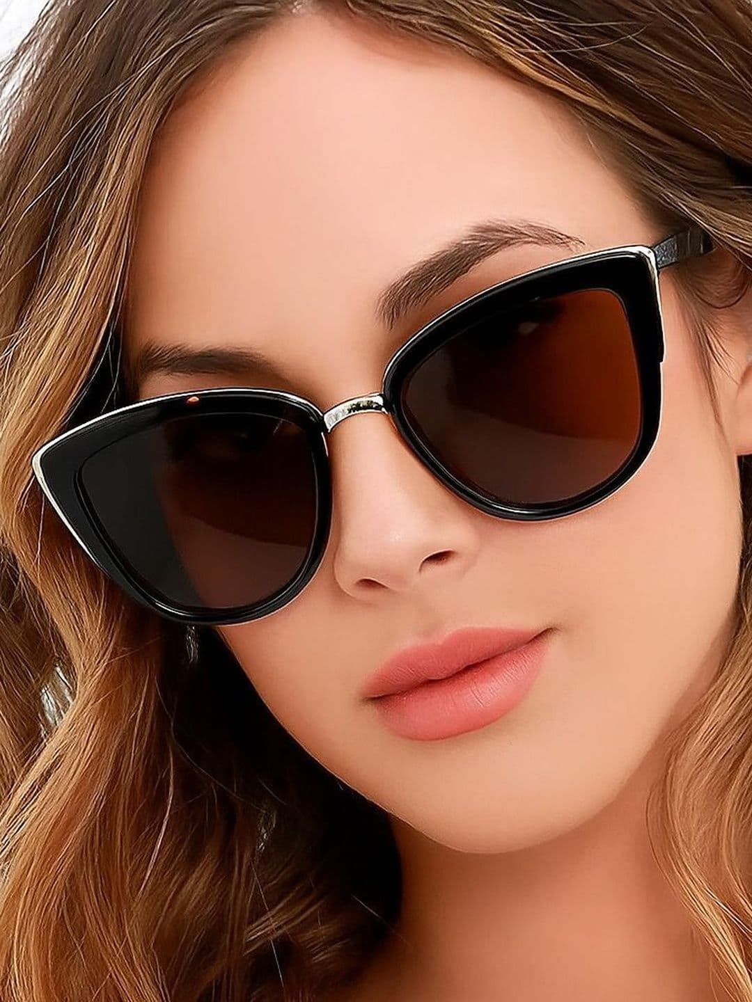 HAYDEN haiza Women Cateye Sunglasses With UV Protected Lens HREX-Black