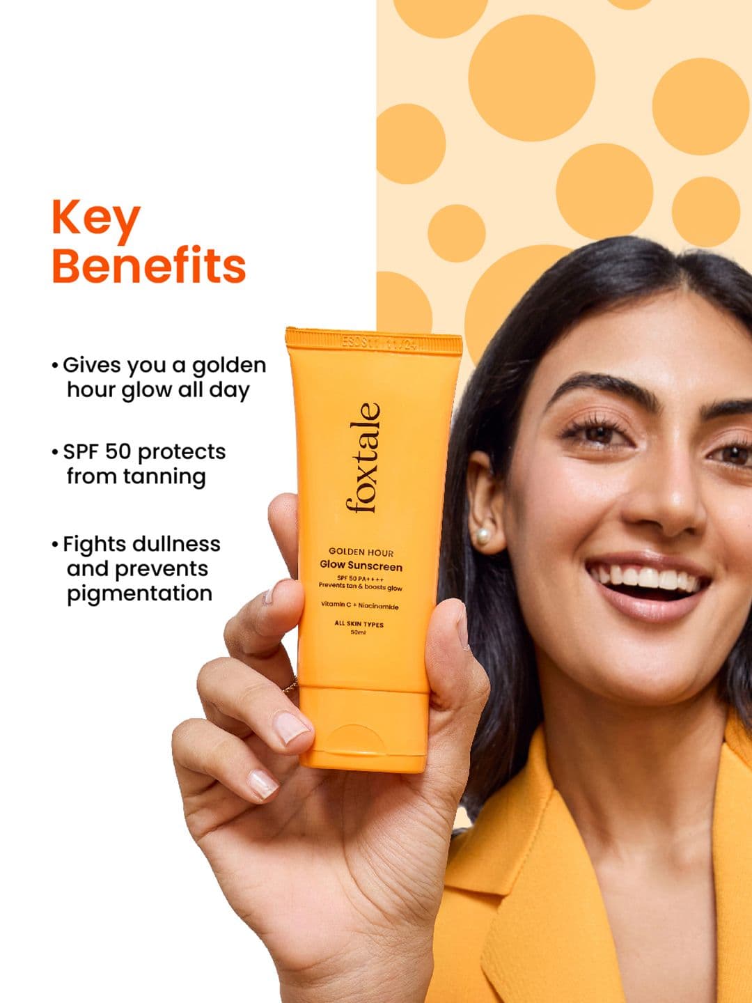 FoxTale SPF 50 Glow Sunscreen with PA++++, Vitamin C & Niacinamide| 2No - 100 ml